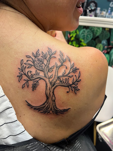 Explore men tattoo design ideas, creative tattoo ideas in Grand Island, available at The Shaded Dahlia Piercing & Tattoo Parlor
