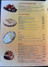 Restaurant indien TAJ à Achères (la carte)