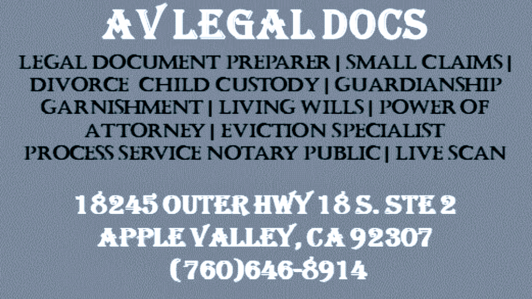 AV Legal Docs, Notary, Live Scan & Fingerprinting Services