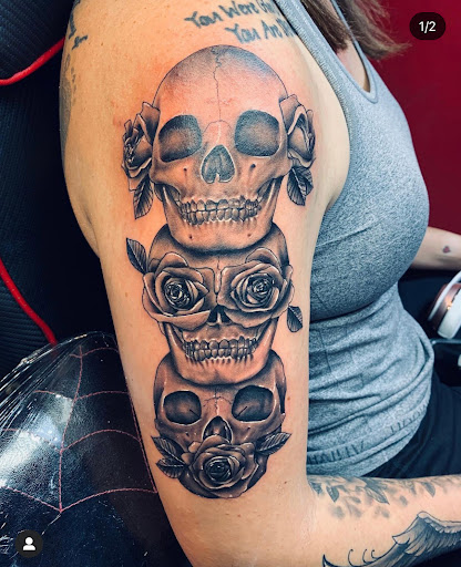 Explore upper arm tattoo ideas for men, creative tattoo ideas in El Paso, available at Pumping Ink Tattoo Parlor