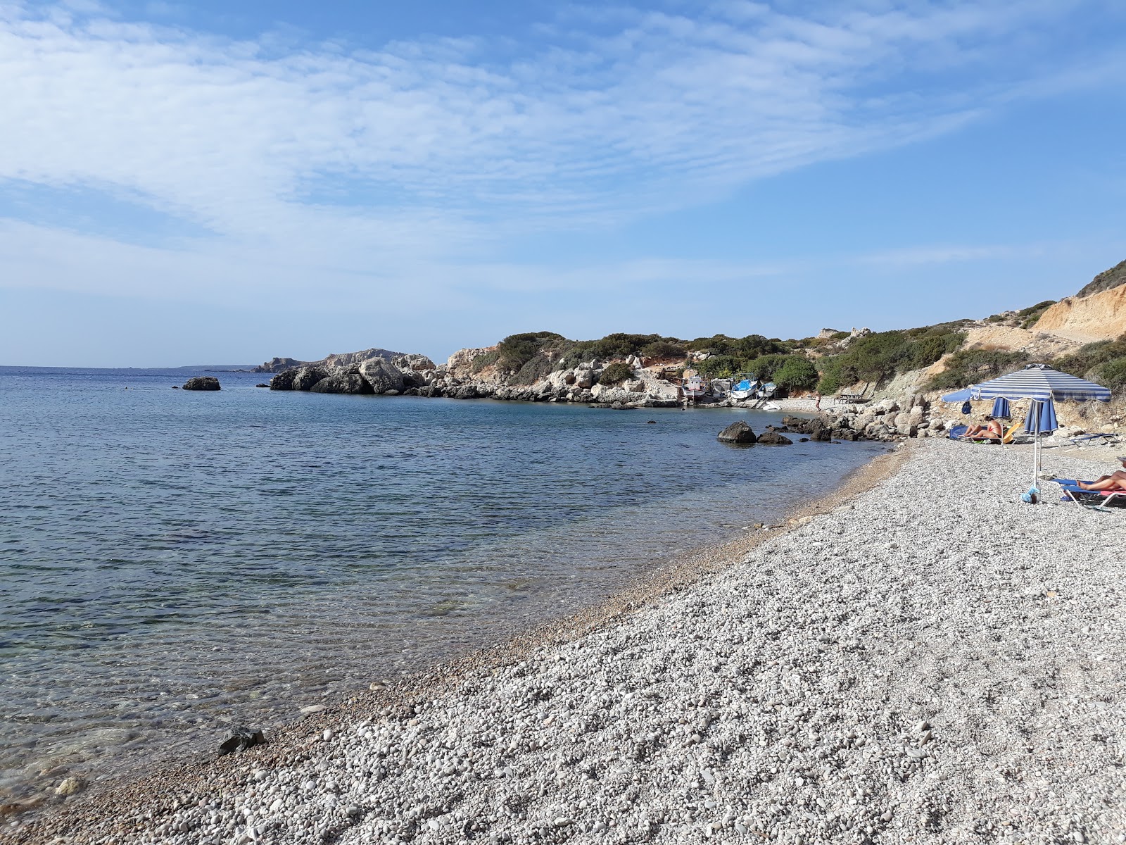 Foto de Fokia beach con guijarros beige superficie