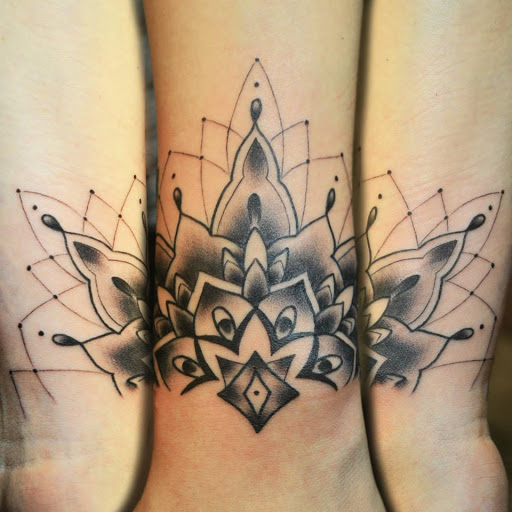 Explore leg tribal tattoo ideas, creative tattoo ideas in Scipio Center, available at Ace of Wands Private Tattoo & Tarot Studio . Appointment Only