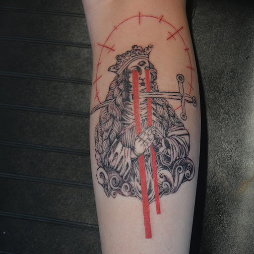 Explore flame tattoo ideas, creative tattoo ideas in Rockville, available at Queens Gambit Tattoo