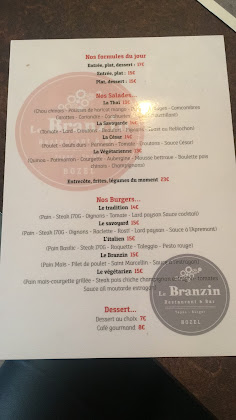 menu du restaurants Le Branzin à Bozel