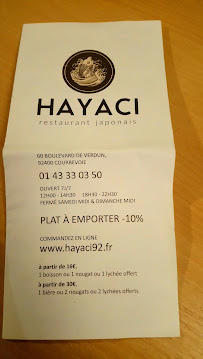 Menu / carte de Hayaci à Courbevoie