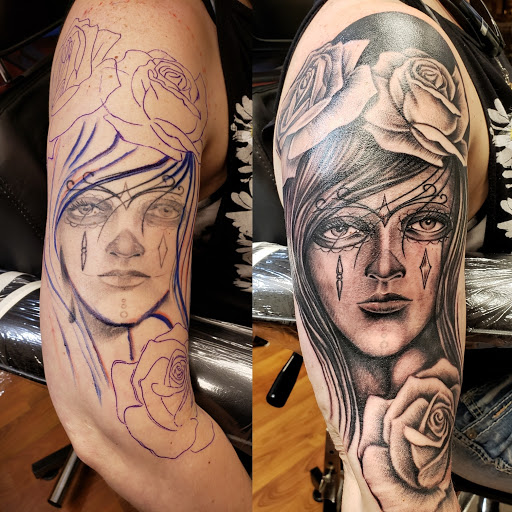 Explore good tattoo ideas for half sleeve, creative tattoo ideas in Ashland City, available at Sandmans Ink Shop