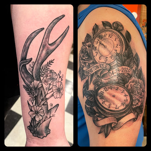 Explore paintbrush tattoo ideas, creative tattoo ideas in Black River Falls, available at Black River Tattoo