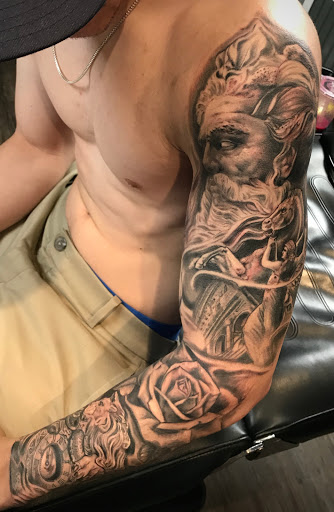 Explore koi fish tattoo sleeve ideas, creative tattoo ideas in Murrieta, available at CON INK TATTOOS LLC