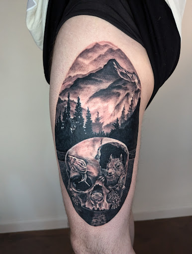 Explore chest to shoulder tattoo ideas, creative tattoo ideas in South Haven, available at Sirens Rose