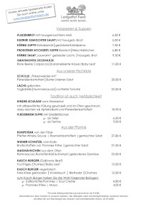 Carte du Landgasthof Kasch - Restaurant à Malente