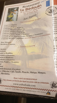 Le Bédouin chez Michel à Nice menu