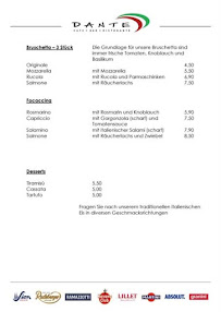 Cafe Ristorante Pizzeria Eis Dante à Bonn carte