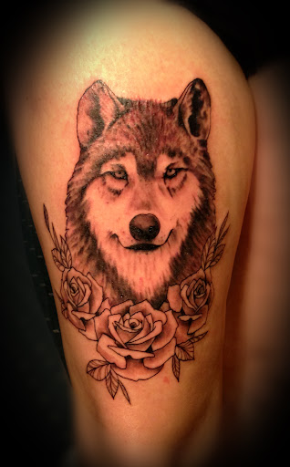 Explore back of leg tattoo ideas, creative tattoo ideas in Springdale, available at mainframe Tattoo