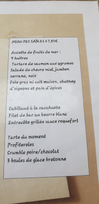 Le grain de sables à Les Sables-d'Olonne menu