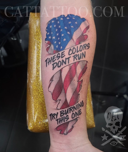 Explore hard times tattoo ideas, creative tattoo ideas in Addison, available at Cat Tattoo