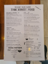 Menu / carte de Siam Square Thaï Street Food à Paris
