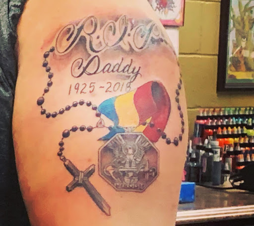 Explore cosmos flower tattoo ideas, creative tattoo ideas in Tacoma, available at Island Sons Ink