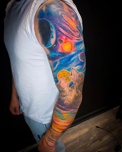 Explore cat tattoo ideas for guys, creative tattoo ideas in Goose Creek, available at Red Kirin Tattoo