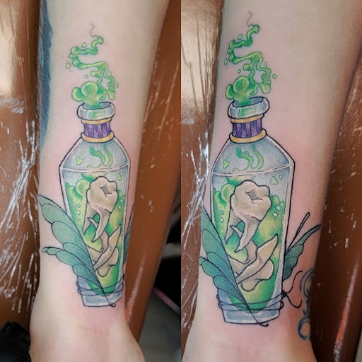 Explore arm sleeve tattoo ideas woman, creative tattoo ideas in Amherst, available at Apothecary Tattoo