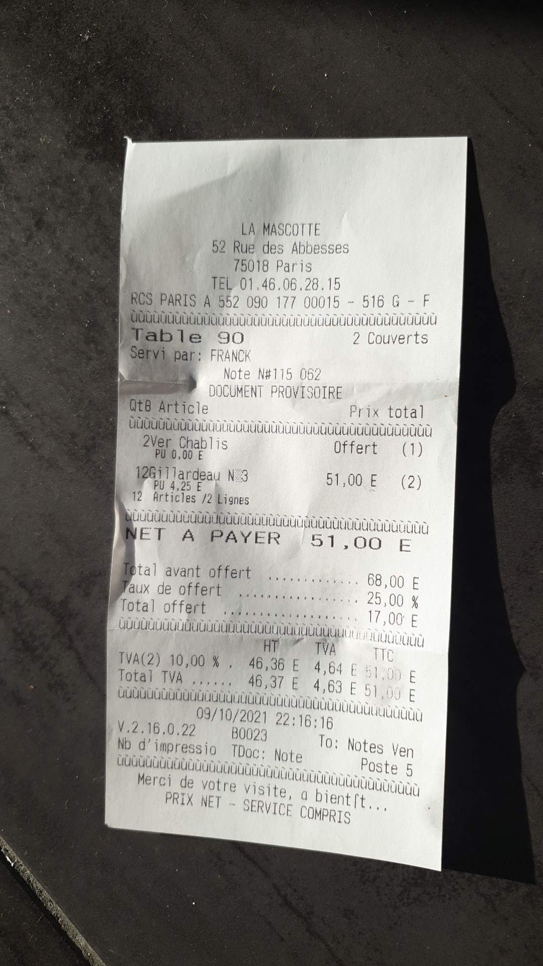 Photo n° 1 de l'avis de Paul. fait le 10/10/2021 à 08:13