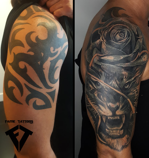 Explore yellow rose tattoo ideas, creative tattoo ideas in Hialeah, available at Fame Tattoos