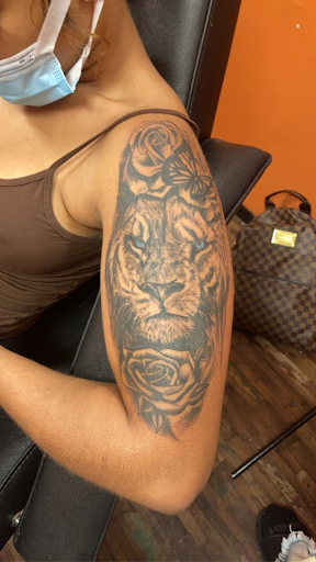 Explore geometric sleeve tattoo ideas, creative tattoo ideas in Mobile, available at Brothers Ink Tattoo Parlor