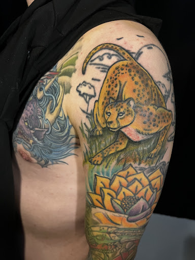 Explore shoulder chest tattoo ideas, creative tattoo ideas in Chicago, available at Twisted Tattoo Studio