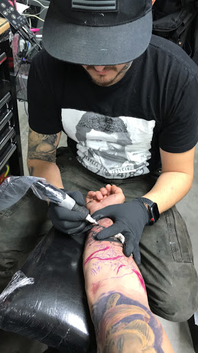 Explore ideas for thigh tattoos, creative tattoo ideas in Corona, available at Crop Circles Tattoo Studio