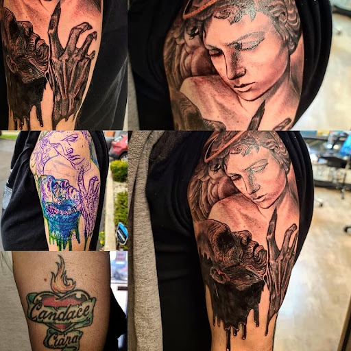 Explore monopoly man tattoo ideas, creative tattoo ideas in Kenosha, available at Kenosha Tattoo Company