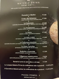 Menu du Materia Prima à Rome
