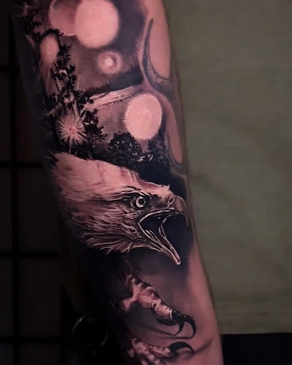 Explore floral tattoo filler ideas, creative tattoo ideas in Hanford, available at Moth Art & Tattoo Collective