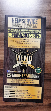 Restaurant Memo Döner & Pizza à Mannheim (la carte)