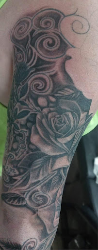 Explore space filling tattoo ideas, creative tattoo ideas in Dixon, available at Ink on the left