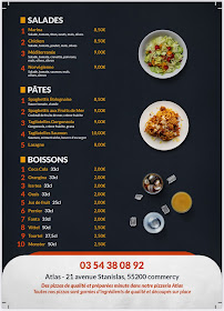 Carte du Atlas pizzeria à Commercy