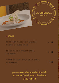 Carte du Restaurant Le Chicoula à Bordeaux