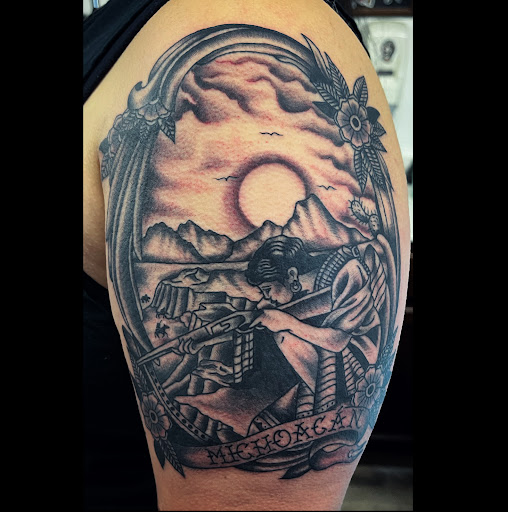 Explore love music tattoo ideas, creative tattoo ideas in Madera, available at Sea Wolf Tattoo