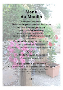 Restaurant français Le Moulin du Mazel à Val-d'Aigoual (le menu)
