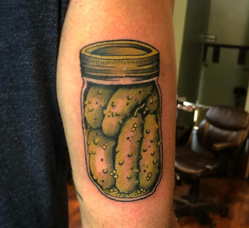 Explore black sleeve tattoo ideas, creative tattoo ideas in Lawrence, available at Standard Electric Tattooing