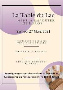 Carte du La Table du Grand Lac de Lozère - Restaurant à Langogne