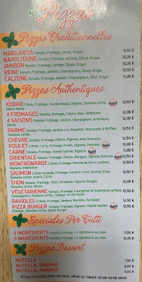 Menu / carte de PIZZA PER TUTTI à Tulette