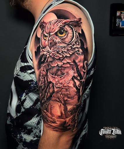 Explore background ideas for sleeve tattoos, creative tattoo ideas in San Antonio, available at Twisted Tattoo