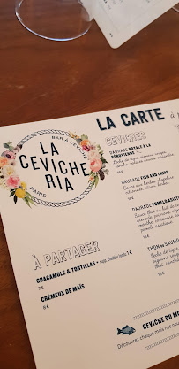 Restaurant péruvien La Cevicheria - Niel à Paris - menu / carte