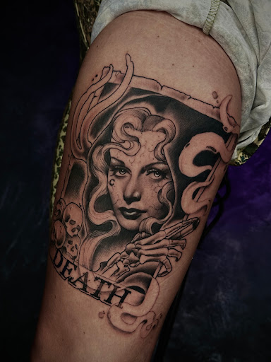 Explore mens collarbone tattoo ideas, creative tattoo ideas in Southampton, available at Le Uke Tattoo Studio