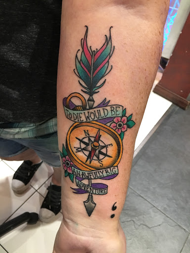 Explore mens knee tattoo ideas, creative tattoo ideas in Orlando, available at Hart & Huntington Tattoo Co. Orlando