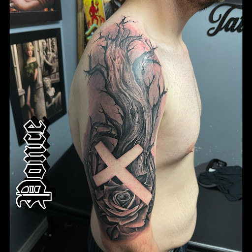 Explore dog tattoo ideas for guys, creative tattoo ideas in Houston, available at Space City INK