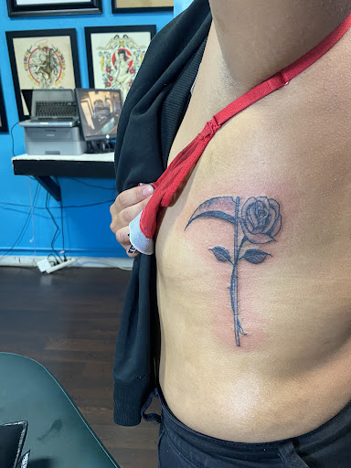 Explore sticker sleeve tattoo ideas, creative tattoo ideas in San Jose, available at Legacy Tattoo