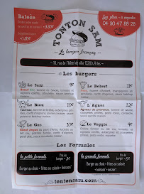 Tonton Sam à Arles menu