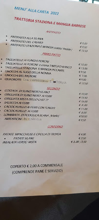 Menu du La Vecchia Stazione- TRATTORIA E GRIGLIERIA à Camigliatello Silano