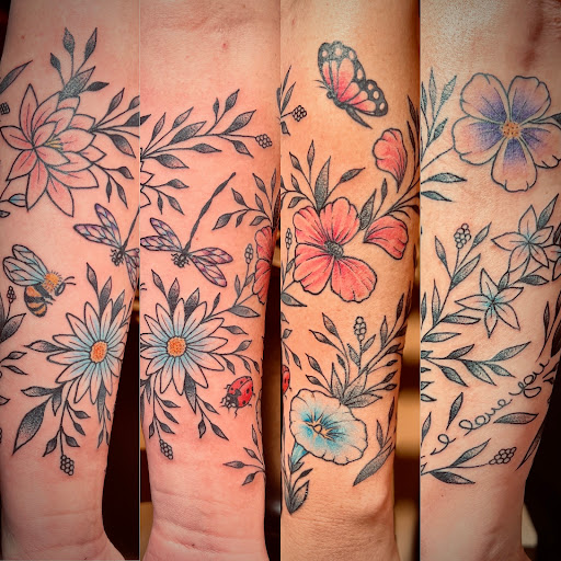 Explore hellscape battle sleeve tattoo ideas, creative tattoo ideas in Terre Haute, available at Timeless Tattoo LLC