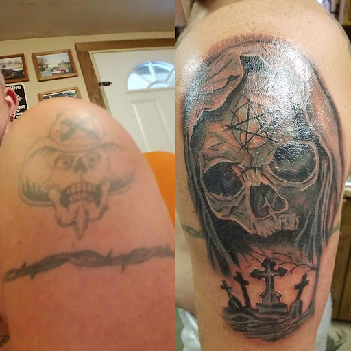 Explore clavicle tattoo ideas, creative tattoo ideas in Kewanee, available at Splat Ink tattoos and piercings